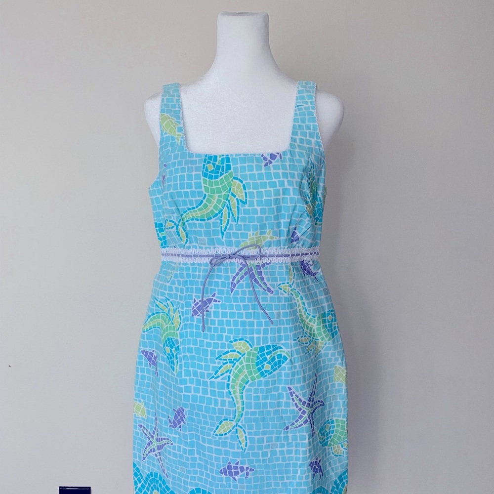 Lilly Pulitzer ocean mosaic tile fish dress